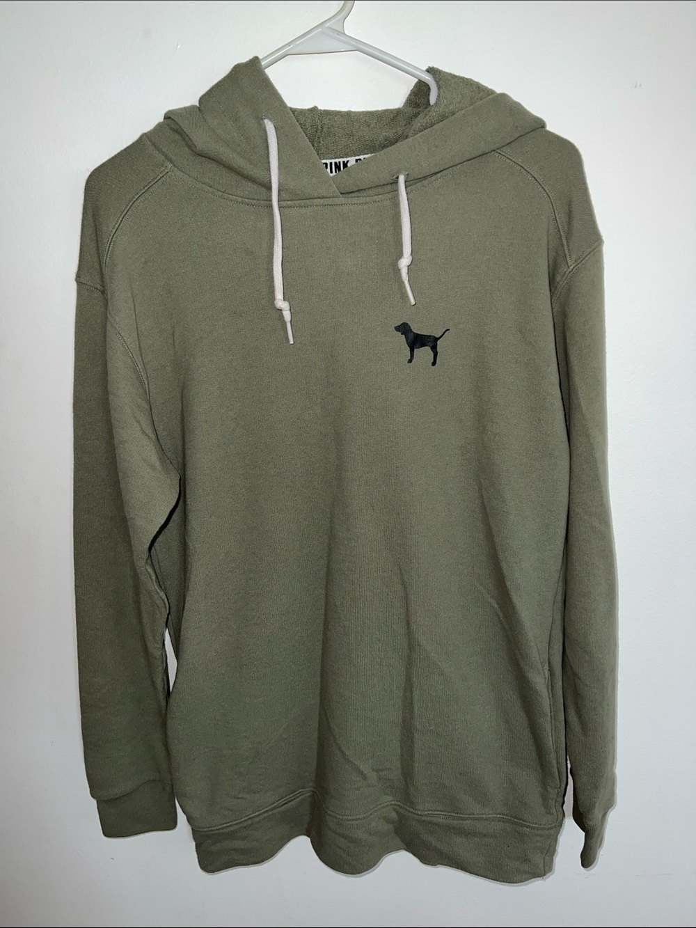 PINK Victoria's Secret Olive Green Pullover Hoodie with Dog Logo
